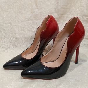 Kmeioo red and black ombre high Heels